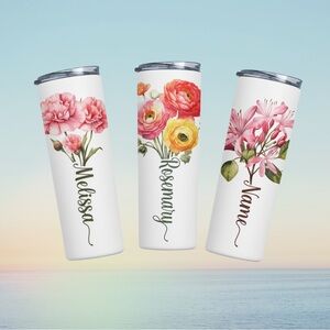 20oz White Floral Birthday Tumbler